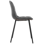 Sedia da pranzo in pelle PU con gambe in metallo nero, set da 2 – Marrone scuro / Grigio / Caramello