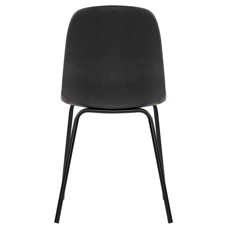 Sedia da pranzo in pelle PU con gambe in metallo nero, set da 2 – Marrone scuro / Grigio / Caramello