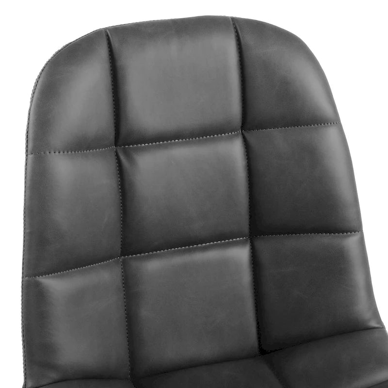 Sedia da pranzo in pelle PU con gambe in metallo nero, set da 2 – Marrone scuro / Grigio / Caramello