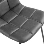 Sedia da pranzo in pelle PU con gambe in metallo nero, set da 2 – Marrone scuro / Grigio / Caramello