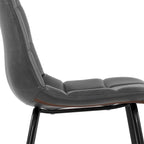 Sedia da pranzo in pelle PU con gambe in metallo nero, set da 2 – Marrone scuro / Grigio / Caramello