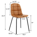 Sedia da pranzo in pelle PU con gambe in metallo nero, set da 2 – Marrone scuro / Grigio / Caramello