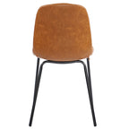 Sedia da pranzo in pelle PU con gambe in metallo nero, set da 2 – Marrone scuro / Grigio / Caramello