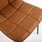 Sedia da pranzo in pelle PU con gambe in metallo nero, set da 2 – Marrone scuro / Grigio / Caramello