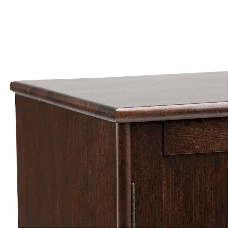 Madia/credenza moderna di metà secolo color marrone castano medio/marrone teak con portabottiglie, a 2 ante
