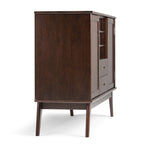 Madia/credenza moderna di metà secolo color marrone castano medio/marrone teak con portabottiglie, a 2 ante