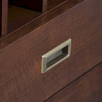 Madia/credenza moderna di metà secolo color marrone castano medio/marrone teak con portabottiglie, a 2 ante