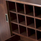 Madia/credenza moderna di metà secolo color marrone castano medio/marrone teak con portabottiglie, a 2 ante