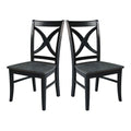 Sedia da pranzo con schienale a X Coal/Nero Lavato, legno massello, set da 2