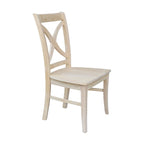 Sedia da pranzo con schienale a X Coal/Nero Lavato, legno massello, set da 2