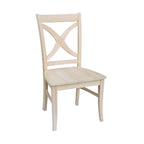Sedia da pranzo con schienale a X Coal/Nero Lavato, legno massello, set da 2