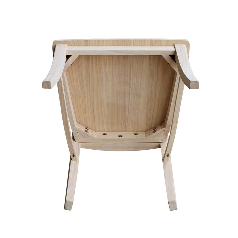 Sedia da pranzo con schienale a X Coal/Nero Lavato, legno massello, set da 2