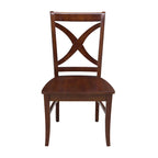 Sedia da pranzo con schienale a X Coal/Nero Lavato, legno massello, set da 2