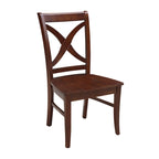 Sedia da pranzo con schienale a X Coal/Nero Lavato, legno massello, set da 2