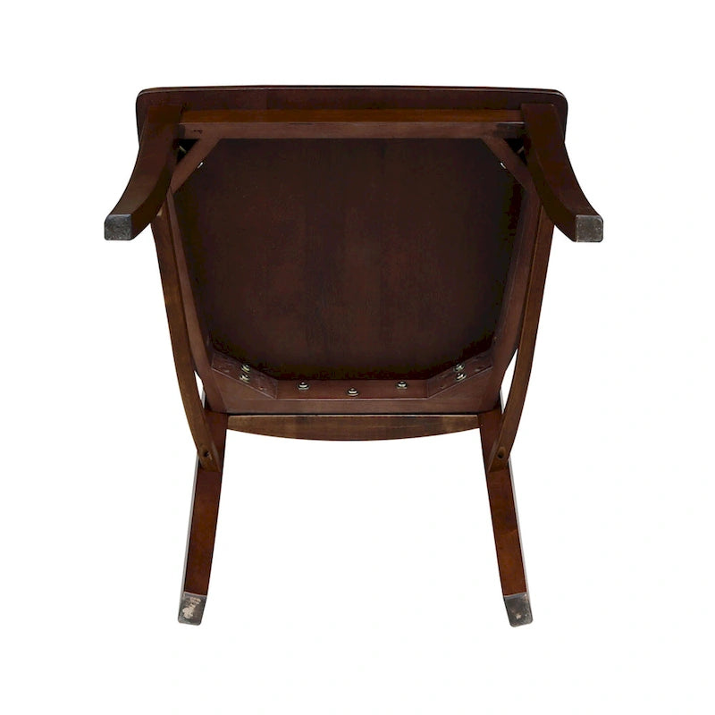 Sedia da pranzo con schienale a X Coal/Nero Lavato, legno massello, set da 2