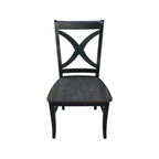 Sedia da pranzo con schienale a X Coal/Nero Lavato, legno massello, set da 2
