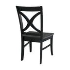 Sedia da pranzo con schienale a X Coal/Nero Lavato, legno massello, set da 2