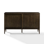 Madia Mid-Century con ante scorrevoli nero opaco e marrone scuro