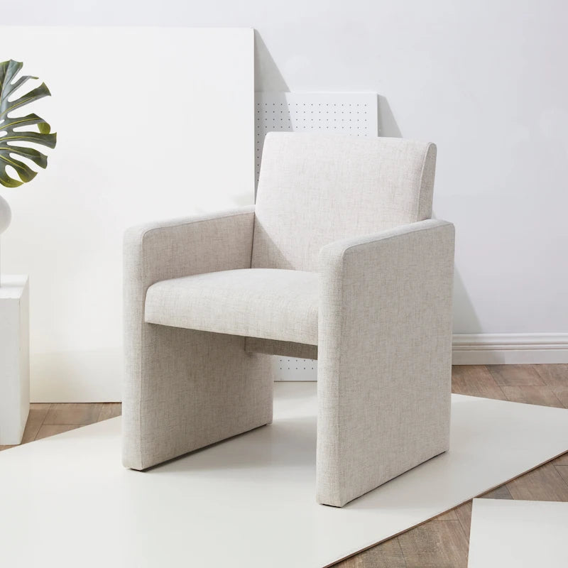 Poltrona in lino colore tortora / grigio antracite / avorio / grigio chiaro, stile moderno, 1 posto