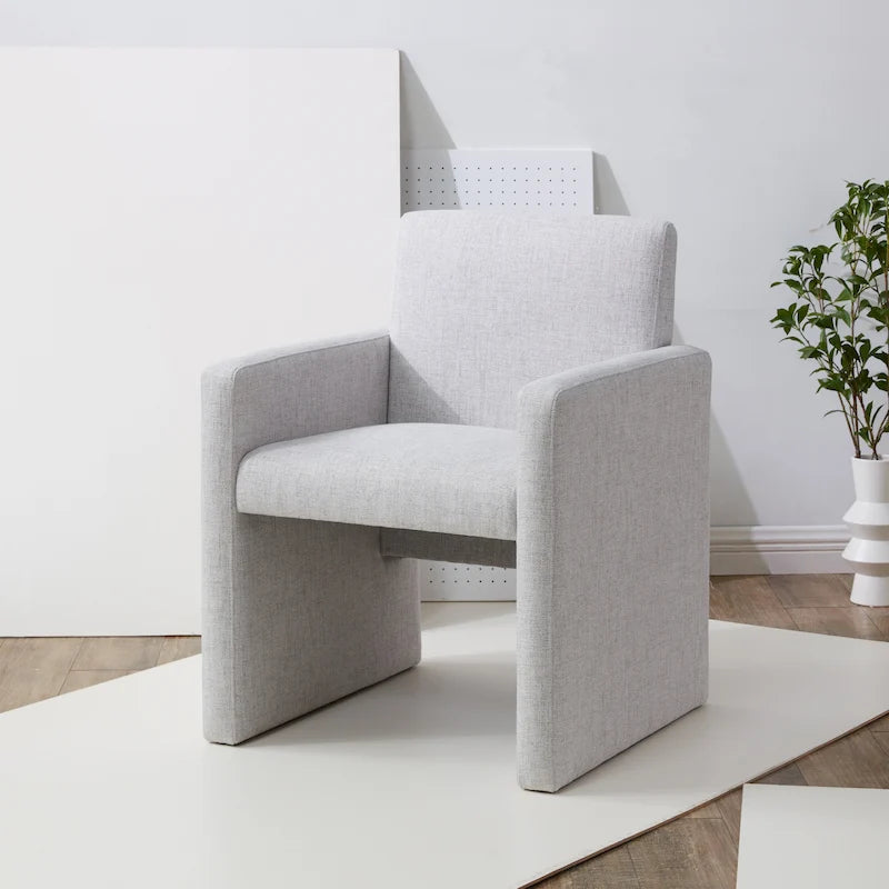 Poltrona in lino colore tortora / grigio antracite / avorio / grigio chiaro, stile moderno, 1 posto