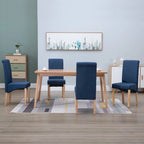 Sedie da pranzo in tessuto blu, set da 4