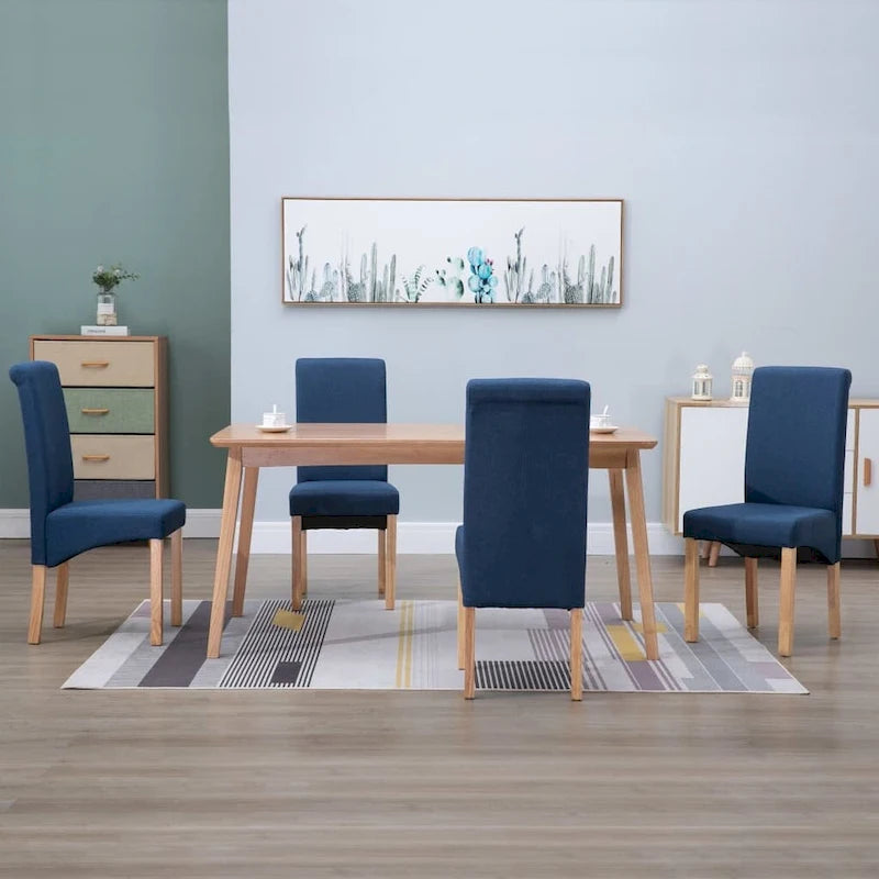 Sedie da pranzo in tessuto blu, set da 4