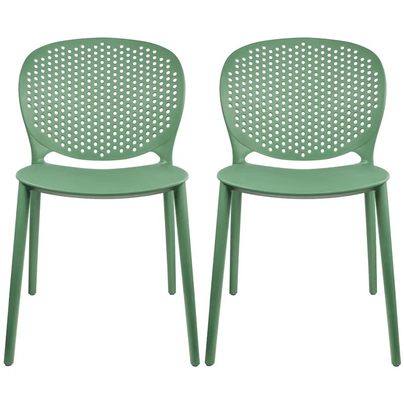 Sedia da pranzo in plastica impilabile senza braccioli, opaca, per interni/esterni, set da 2
