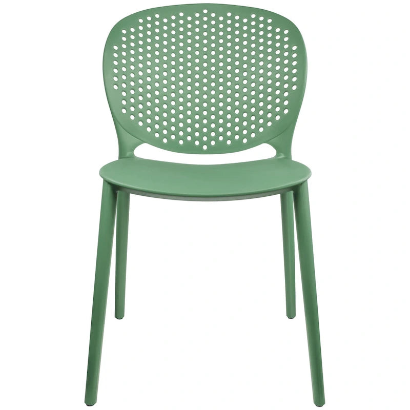 Sedia da pranzo in plastica impilabile senza braccioli, opaca, per interni/esterni, set da 2