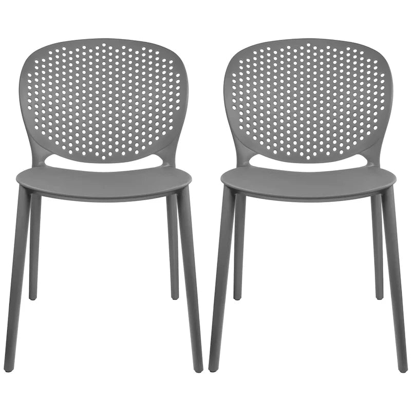 Sedia da pranzo in plastica impilabile senza braccioli, opaca, per interni/esterni, set da 2