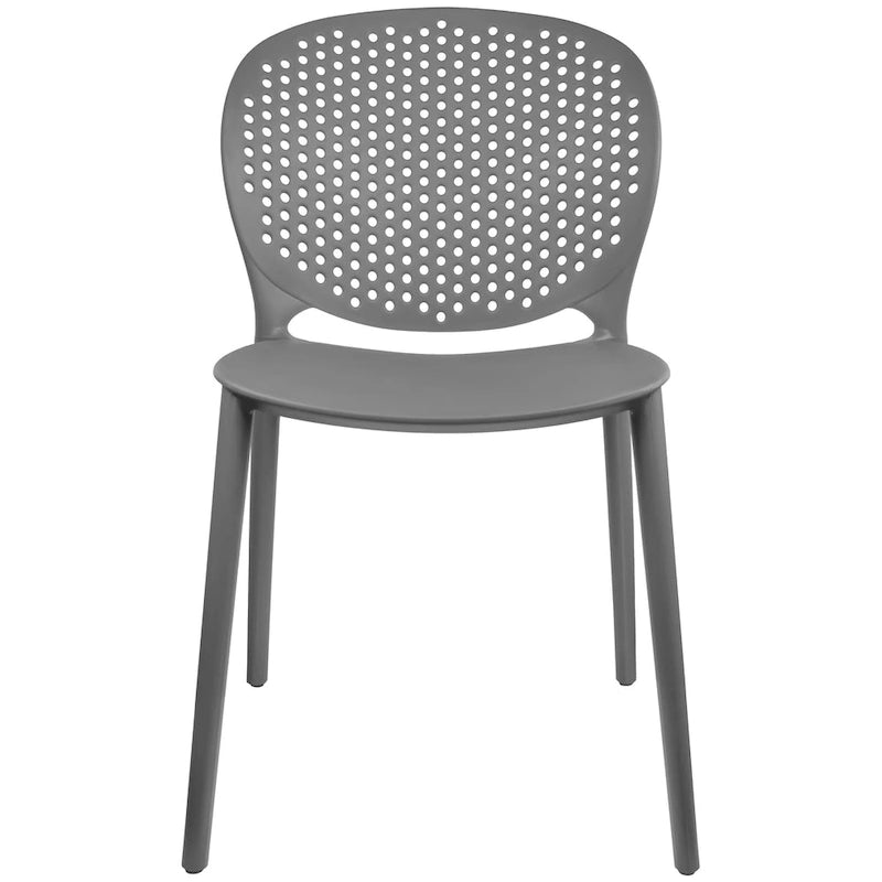Sedia da pranzo in plastica impilabile senza braccioli, opaca, per interni/esterni, set da 2