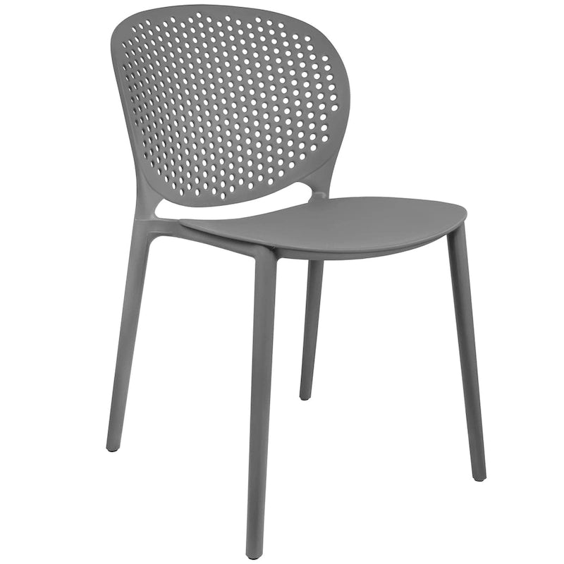 Sedia da pranzo in plastica impilabile senza braccioli, opaca, per interni/esterni, set da 2