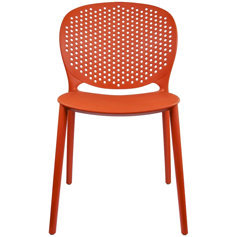 Sedia da pranzo in plastica impilabile senza braccioli, opaca, per interni/esterni, set da 2