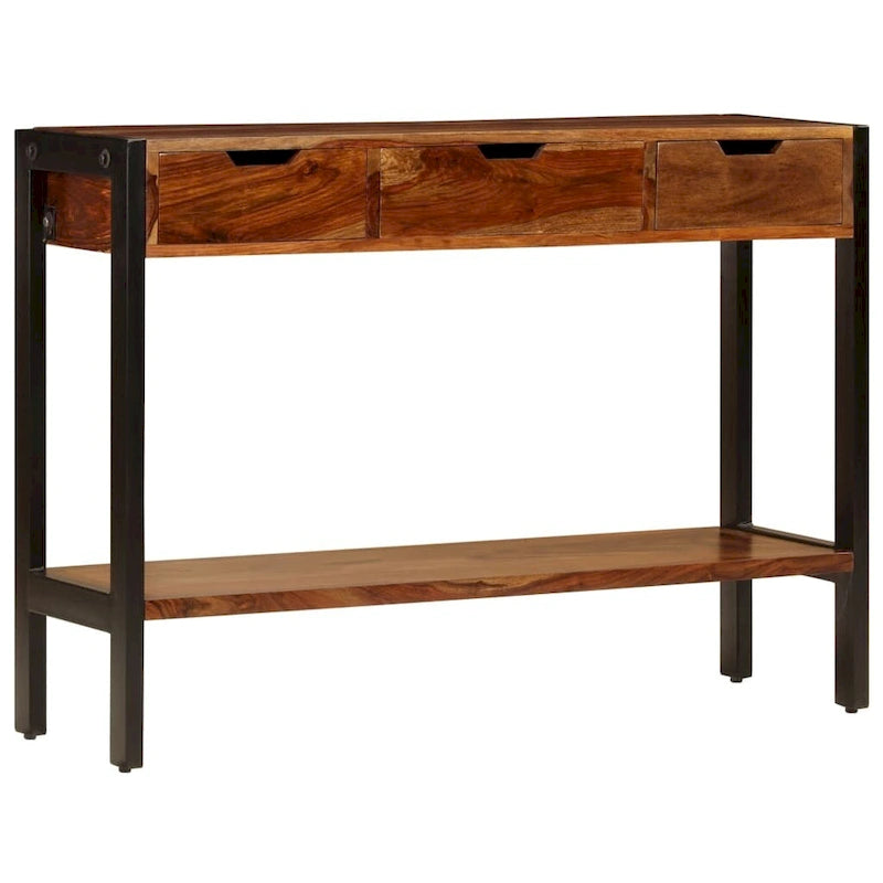 Credenza in legno di Sheesham marrone con 3 cassetti, per 1 persona