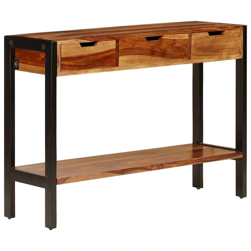 Credenza in legno di Sheesham marrone con 3 cassetti, per 1 persona