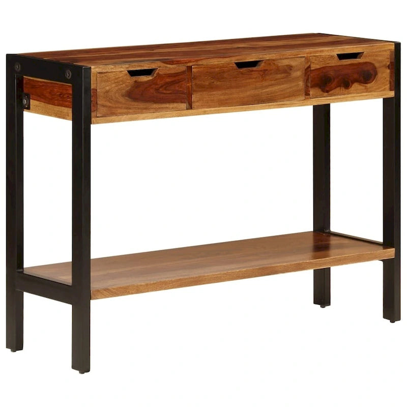 Credenza in legno di Sheesham marrone con 3 cassetti, per 1 persona