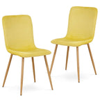 Sedia da Pranzo in Velluto Giallo, Stile Senza Braccioli Mid-Century, Set da 2