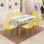 Sedia da Pranzo in Velluto Giallo, Stile Senza Braccioli Mid-Century, Set da 2