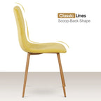 Sedia da Pranzo in Velluto Giallo, Stile Senza Braccioli Mid-Century, Set da 2