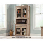 Credenza libreria in rovere carbone con ante in vetro, utente singolo