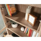 Credenza libreria in rovere carbone con ante in vetro, utente singolo