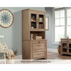 Credenza libreria in rovere carbone con ante in vetro, utente singolo