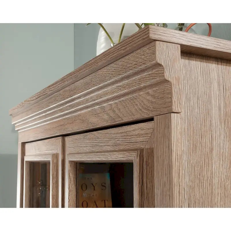Credenza libreria in rovere carbone con ante in vetro, utente singolo