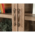 Credenza libreria in rovere carbone con ante in vetro, utente singolo