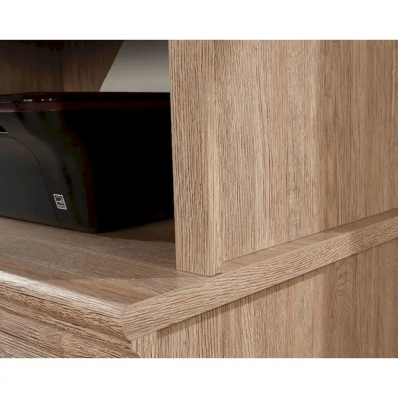 Credenza libreria in rovere carbone con ante in vetro, utente singolo