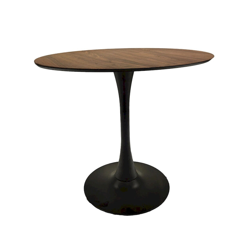 Tavolo rotondo Tulip, noce+nero / bianco / nero, base a piedistallo, 2–4 posti a sedere