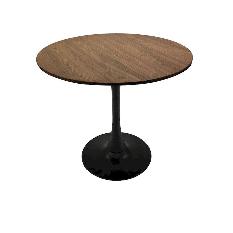 Tavolo rotondo Tulip, noce+nero / bianco / nero, base a piedistallo, 2–4 posti a sedere