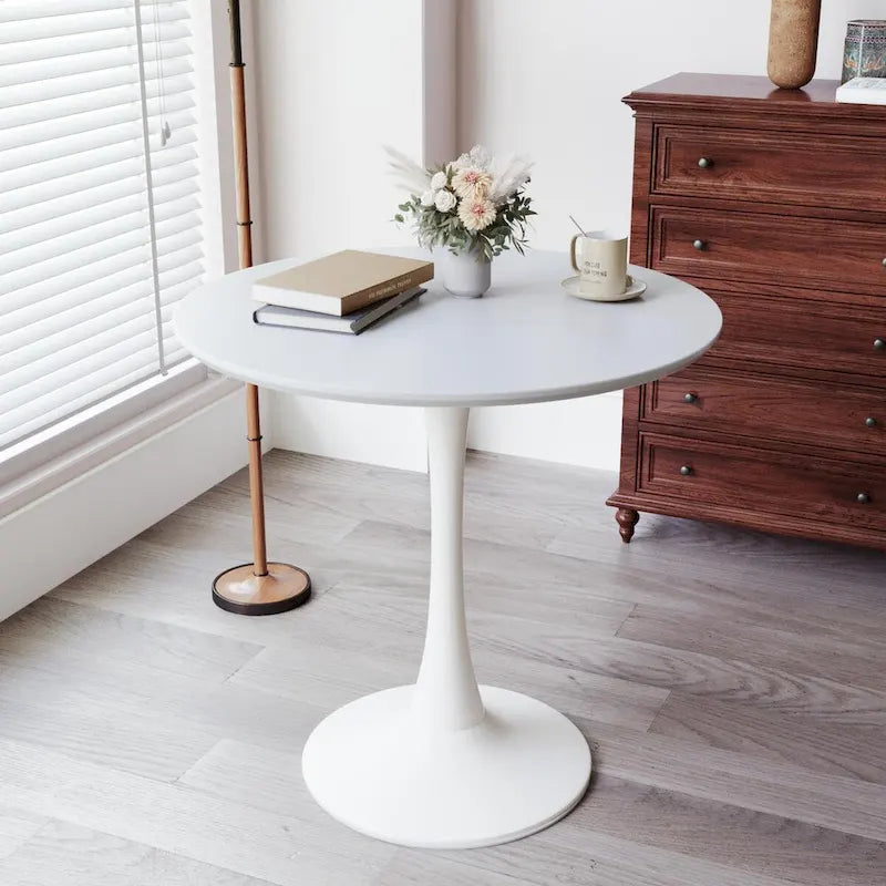 Tavolo rotondo Tulip, noce+nero / bianco / nero, base a piedistallo, 2–4 posti a sedere