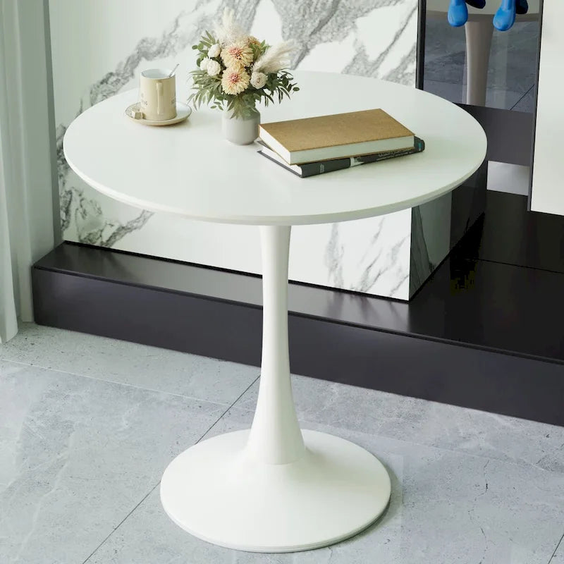 Tavolo rotondo Tulip, noce+nero / bianco / nero, base a piedistallo, 2–4 posti a sedere