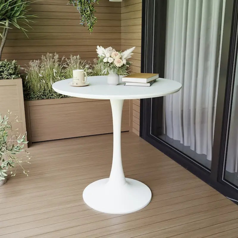 Tavolo rotondo Tulip, noce+nero / bianco / nero, base a piedistallo, 2–4 posti a sedere