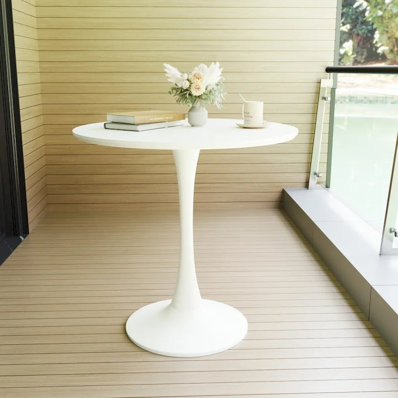 Tavolo rotondo Tulip, noce+nero / bianco / nero, base a piedistallo, 2–4 posti a sedere